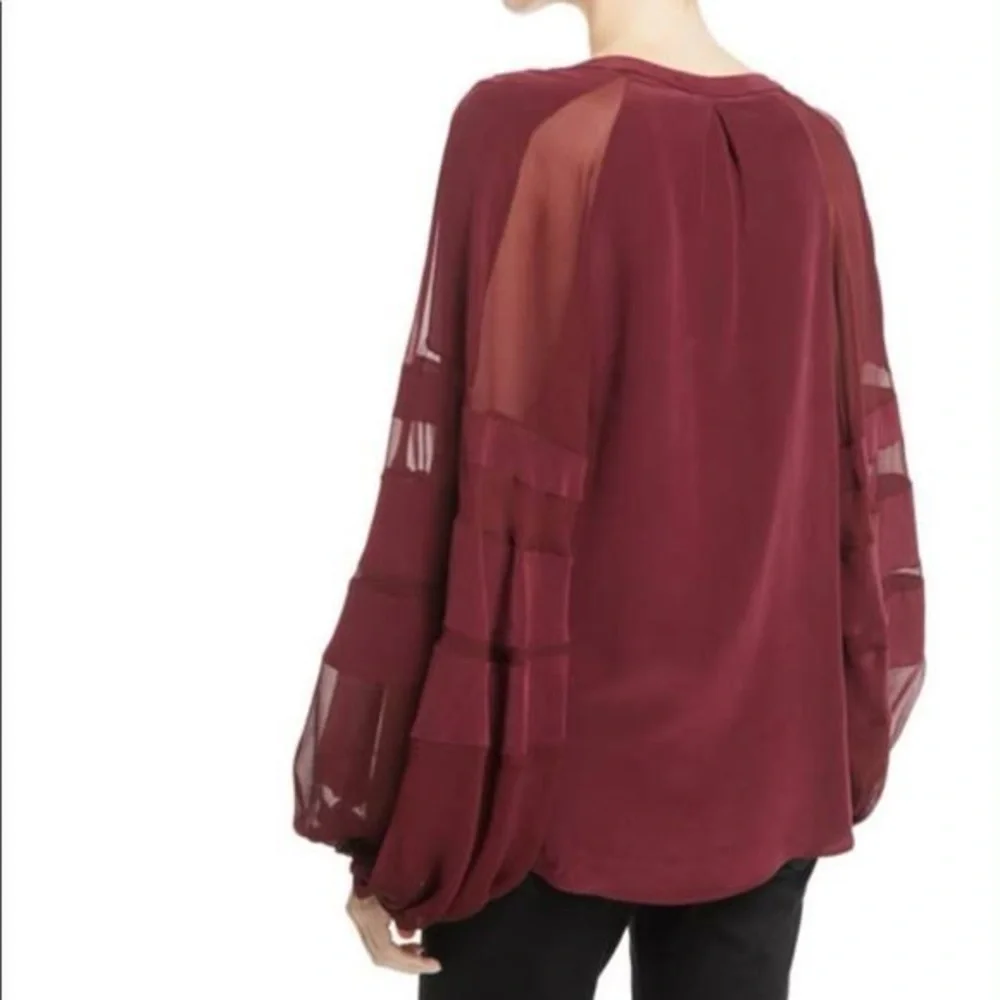 7 For All Mankind Balloon-Sleeve Silk Top - Picture 3 of 10